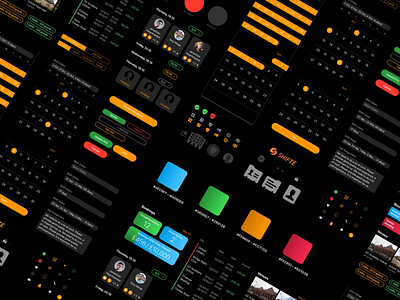 Shifte App | Style Guide animation calendar colors dark app dark theme icons mobile app presentation principle style guide uikit