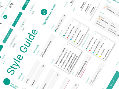 Tiger Ethereum Wallet | Style Guide animation chrome extension clean crypto green material design principle style guide styles uidesign wallet white