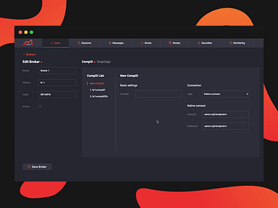 Add and Edit items in trade settings for Backoffice add admin panel backoffice clean dark theme edit list magma orange ui ux web