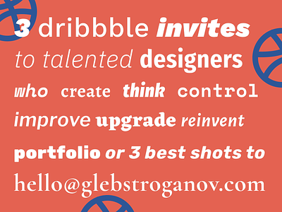 3 x Dribbble Invites animation blue colar color dribbble dribbble invites icons invites principle typography