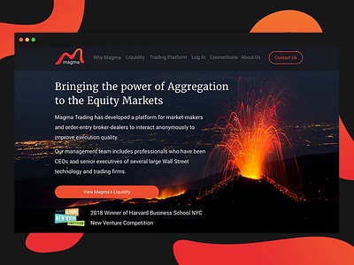 Magma Promo Website dark design logo magma orange photo promo scroll trading platform ui design volcano website