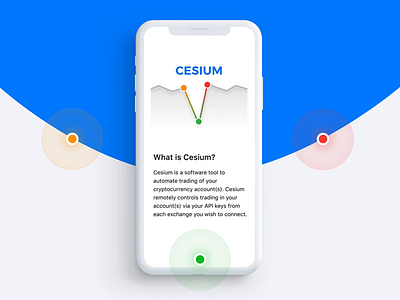 Cesium – Onboarding art bars chart clocks crypto crypto trading gradient illustration ios minimalism mobile design onboarding