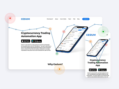 Cesium – Promo Website animation blue icons illustration minimal design mobile app promo page promo site ui ux video web white