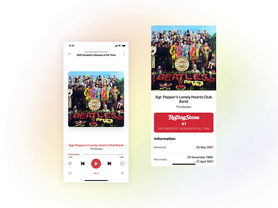 Music App | Album Review animation beatles concept ios layout minimalism mobile app music app principle review rolling stone scroll