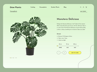 Grow Plants. Product page design ui ux web design website