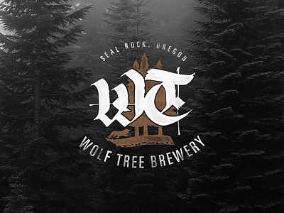 Wolf Tree Brewery logo beer black letter calligraphy handlettering logo mark oregon swash tree trees wolf