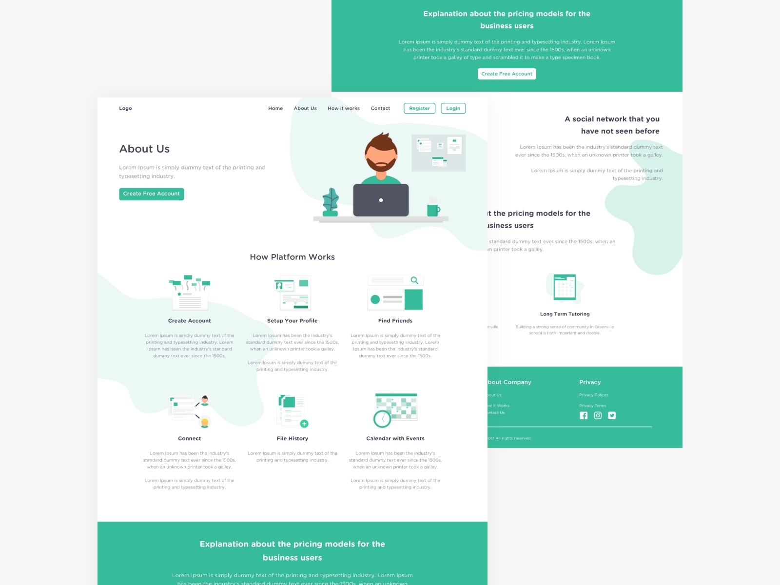 Landing Page for Social Network by Davor Naumoski on Dribbble