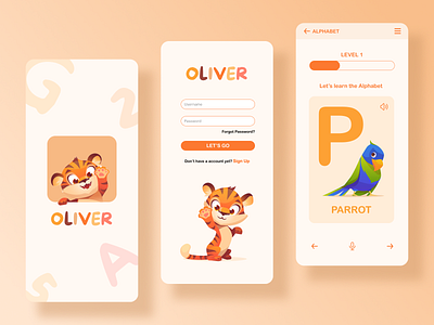 Oliver Educational App app design graphic design illustration logo typography ui ux vector