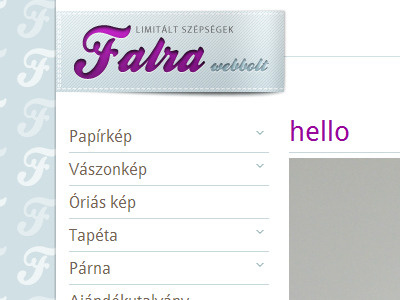 Falra webshop index page webdesign