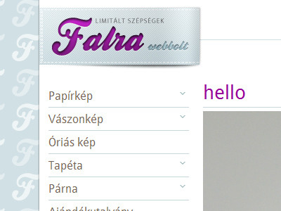 Falra webshop index page