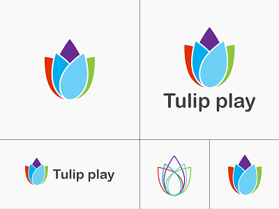 Tulip play flower identity logo tulip