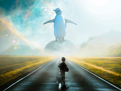 The Boy And The Penguin digital art photomanipulation photoshop surreal art