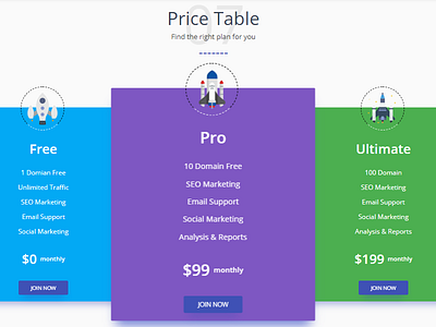 Pricing Table Concept card design element price pricing pricing table table ui ux