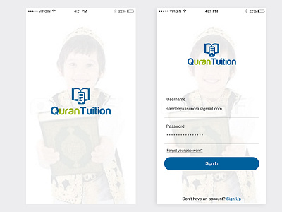 Quran Tuition App app design mock up quran tuition