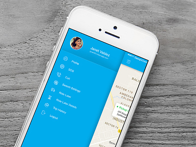 Side Menu screen app design flat free gif ios iphone menu modern profile psd screen