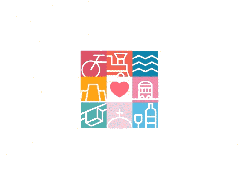 I Love Durango branding color dynamic heart icons logo love mexico pieces tiles tourism
