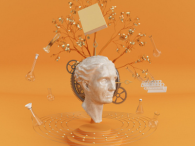 Lifetime Of Learning book chemistry cinema 4d color illustration marble microsoft orange process science still life tree