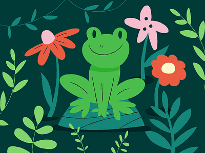Feeling hoppy flowers frog green hoppy illustration