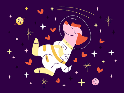Out of This World astronaut dog dog astronaut illustration outer space space stars valentines vector