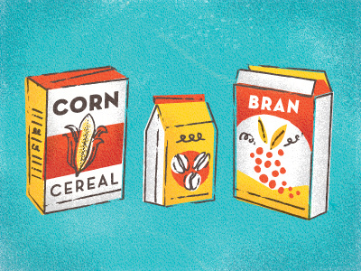 A balanced breakfast blue breakfast! i love cereal illustration red yellow