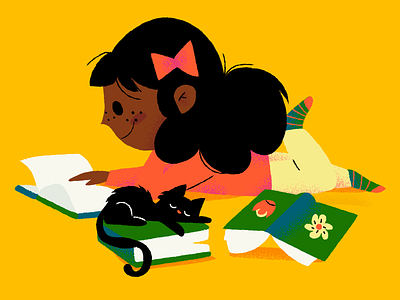 Weekend Reading books cat illustration illustrations kids reading weekend