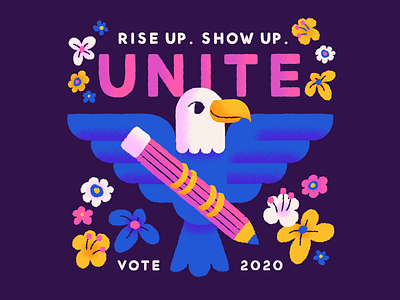 Vote! eagle illustration rise up show up unite vote