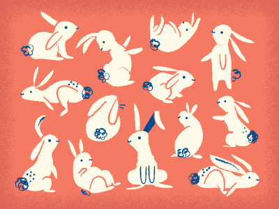 Suddenly bunnies illustration lots of buns pink
