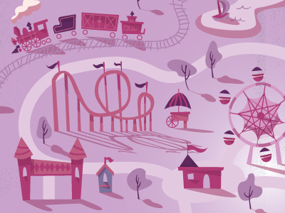 Amusement Park illustration purple roller coaster so much purple wheee!