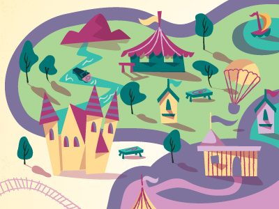 Another little park illustration lots of flags map theme park