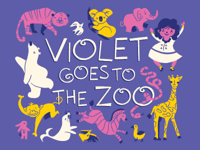 Zoo! animals going places illustration pink purple zoo