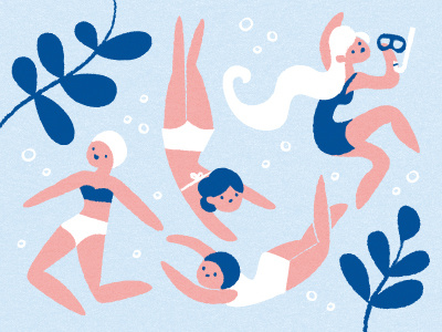 Some babes swimming around babes blue illustration sea snorkel swimming