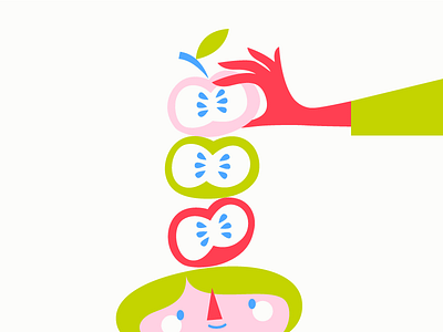 William Tell apples hand hot pink illustration will tell