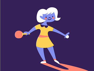 Ping Pong illustration lady play purple