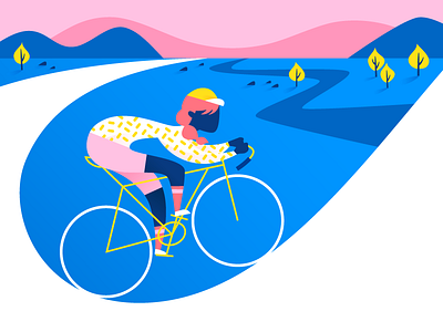 Go go go! bikes blue cycling illustration pink rapha