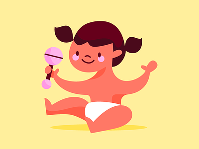 Shake, Rattle, and Pig Tails baby girl illustration pig tails yellow