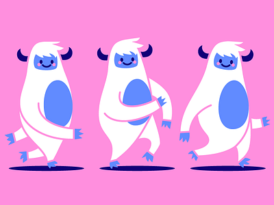 Jaunty Yeti! blue illustration mythical creatures pink yeti