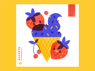 6. Alvvays - Antisocialites 10x17 blue ice cream illustration strawbs yellow