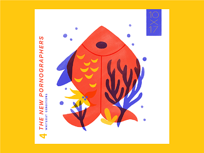 4. The New Pornographers - Whiteout Conditions 10x17 fish illustration music sea yellow