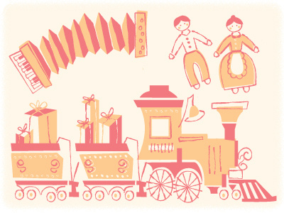 All aboard! greeting cards holiday illustration pink and orange