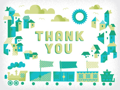 Thank you blue and green greeting cards illustration you know like for kids