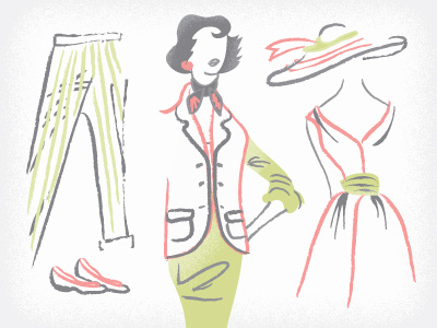 Smartly Dressed fashion pink and green sketches