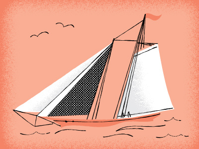 Smooth Sailin' illustration vintage peach and black