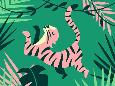 Fierce feeling fierce fierce like things illustration pink tiger