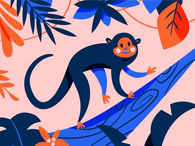 Monkeying Around around illustration monkey pink again