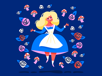 Alice! alice floating illustration roses wonderland