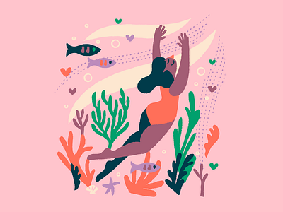 Swimmin' illustratio illustration pink water swimming