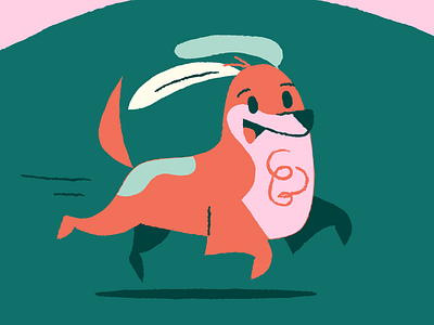 See Barky Run barky dogs illustration pink running