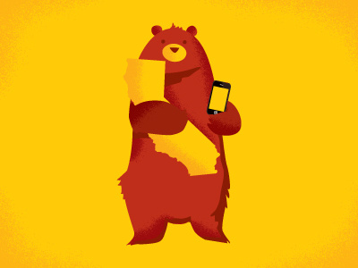 I am a bear, I do not understand what I am holding bear california curiosity illustration red yellow