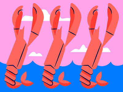 The Lobster-Quadrille alice in wonderland blue childrens book illustration lobsters pink red