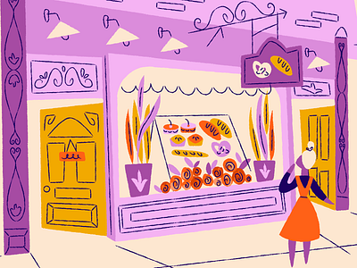 Pastry shop bakery bread illustration pastry pretzels shop store storefront